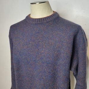 Vintage Woolrich Crew Neck Blue Orange Sweater Handframed Hong Kong Large